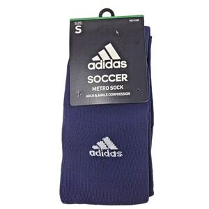Adidas Metro Soccer Socks Navy Blue Arch & Ankle Compression Youth 13C-4Y Small